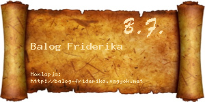Balog Friderika névjegykártya